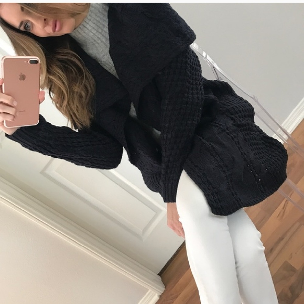 Dark Navy Cable Knit Cardigan